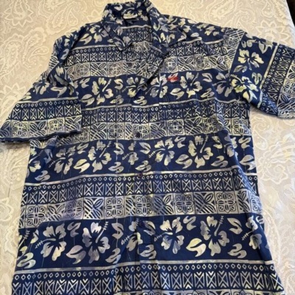 Rum Reggae Men's Hawaiian XL Floral Aloha ButtonUp Cotton Meas In Pics